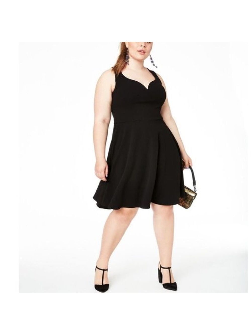 B Darlin Trendy Plus Sz Open-Back Fit&Flare Dress